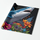 Schattigee kinderhaai cadeaupapier (Uitgerold)