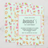 Schattigee kinderkamer dieren Patroon Verjaardag Kaart (Voorkant / Achterkant)