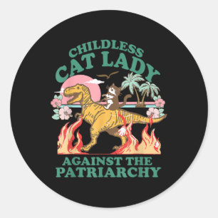 Schattigee kinderloze Cat Lady Shirten Retro tegen Ronde Sticker