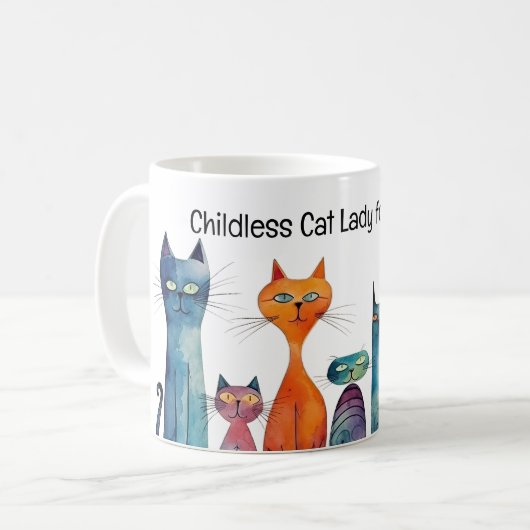 Schattigee kinderloze kattendame voor Kamala Koffiemok (Voorkant links)