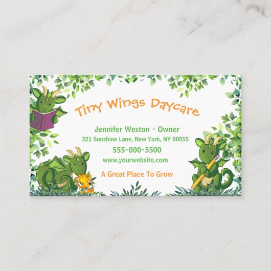 Schattigee kinderopvang Dragon Visitekaartje (Voorkant)