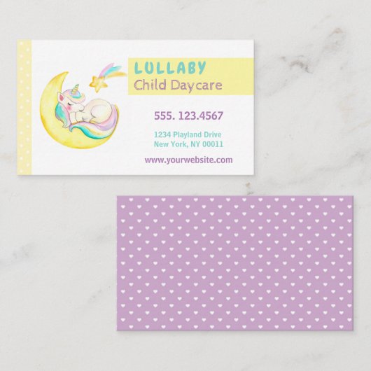 Schattigee kinderopvang kinderopvang Eenhoorn Visitekaartje (Voorkant / Achterkant)
