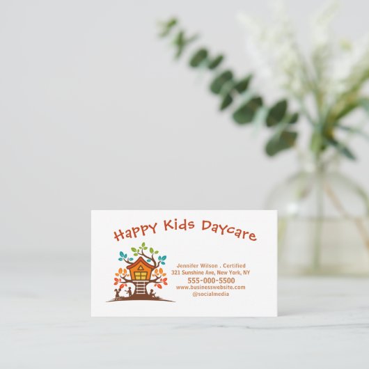 Schattigee Kinderopvang Kinderopvang Treehouse Visitekaartje (Staand voorkant)