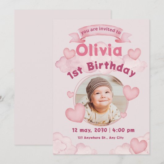 Schattigee kinderverjaardag kaart (Voorkant / Achterkant)