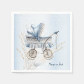 Schattigee kinderwagen Blauw Bloemen Mooi Feest Servet (Voorkant)