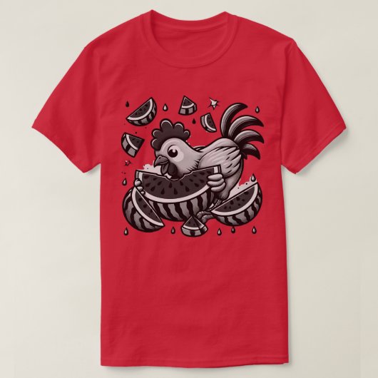 Schattigee Kip Eten Watermeloen Fruit Zomer Mannen T-shirt (Design voorkant)