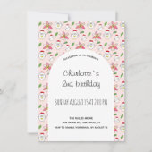 Schattigee kip illustratie in roze aankondiging (Voorkant)