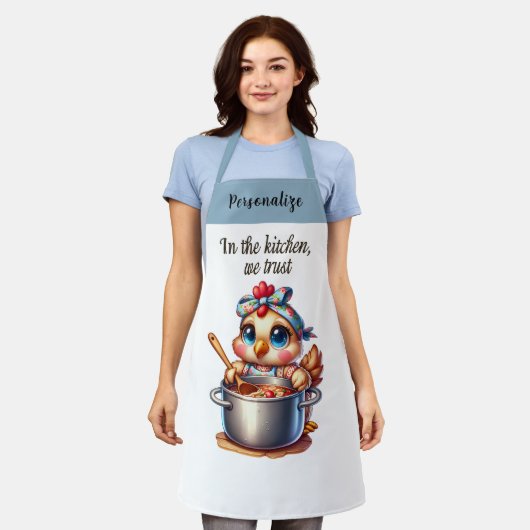 Schattigee kip koken op fornuis Keuken Quote Schort (Gedragen)