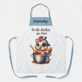 Schattigee kip koken op fornuis Keuken Quote Schort