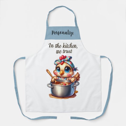 Schattigee kip koken op fornuis Keuken Quote Schort (Voorkant)