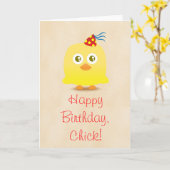 Schattigee kip met feest pet Happy Birthcard Kaart (Gele Bloem)
