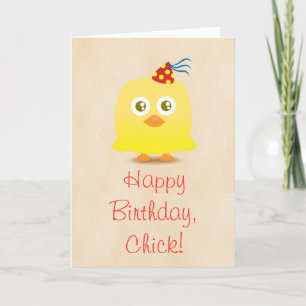 Schattigee kip met feest pet Happy Birthcard Kaart