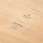 Schattigee kippen en kuikens draaien één verjaarda acryl uitnodigingen (Laagn)