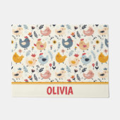 Schattigee Kippen in het Boerderij Gepersonaliseer Deurmat (Voorkant)