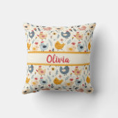 Schattigee Kippen in het Boerderij Gepersonaliseer Kussen (Achterkant)