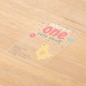 Schattigee kippen kippenmeisje eerste 1e verjaarda acryl uitnodigingen (Laagn)