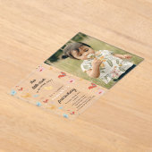 Schattigee kippen kippenmeisje eerste verjaardag f acryl uitnodigingen (Laagn)