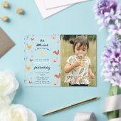 Schattigee kippen kippenmeisje eerste verjaardag f acryl uitnodigingen (Insitu (Huwelijk))