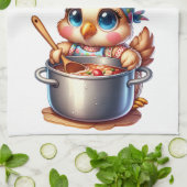 Schattigee kippenkookpot op kachel theedoek (Gevouwen)