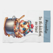 Schattigee kippenkookpot op kachel theedoek (Horizontaal)