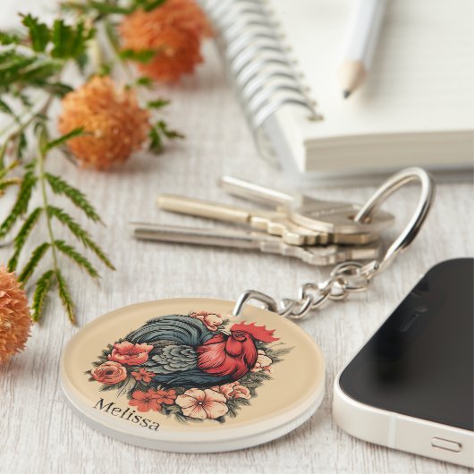 Schattigee kippenliefhebbers Voeg naam toe Sleutelhanger (Voorkant Rechts)
