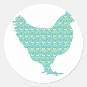 Schattigee kippenpatronen ronde sticker