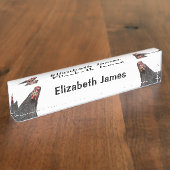 Schattigee kipportretten gepersonaliseerde bureaun naambordje (Zijkant)