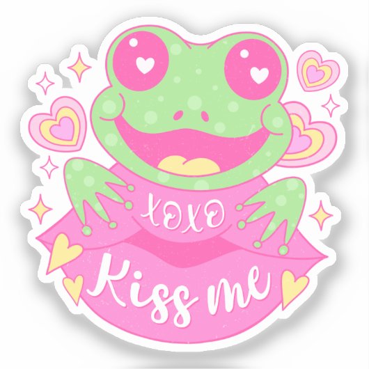 Schattigee Kiss Me Frog - Xoxo Sticker (Voorkant)