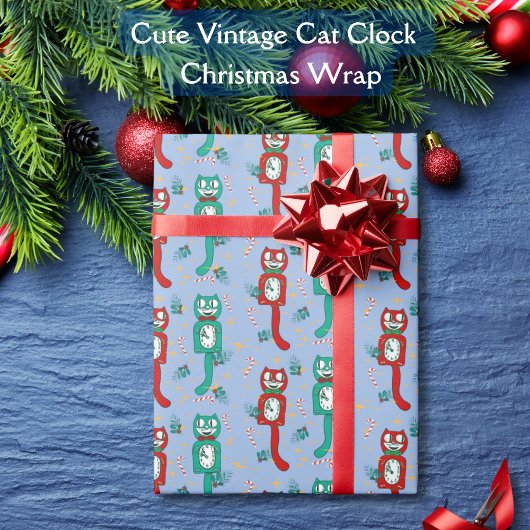 Schattigee  Kit Kattenklok Kerst Cadeaupapier