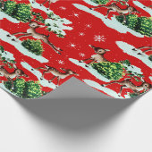 Schattigee Kitschy Retro Kerstmis Rendieren Cadeaupapier (Hoek)