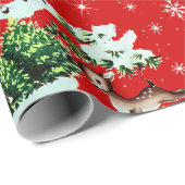Schattigee Kitschy Retro Kerstmis Rendieren Cadeaupapier (Rol Hoek)