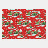 Schattigee Kitschy Retro Kerstmis Rendieren Inpakpapier Vel (Voorkant 3)