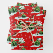 Schattigee Kitschy Retro Kerstmis Rendieren Inpakpapier Vel (In situ)