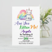 Schattigee kitten 2e verjaardagsfeestje kaart (Staand voorkant)