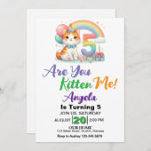 Schattigee kitten 5e verjaardagsfeestje kaart (Voorkant / Achterkant)