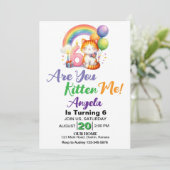 Schattigee kitten 6e verjaardagsfeestje kaart (Staand voorkant)