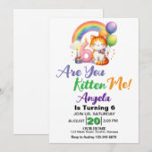 Schattigee kitten 6e verjaardagsfeestje kaart (Voorkant / Achterkant)