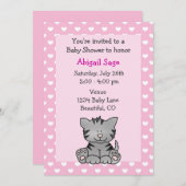 Schattigee Kitten Baby Girl Douche Uitnodiging (Voorkant / Achterkant)