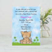 Schattigee Kitten Baby shower Uitnodiging voor Mei (Staand voorkant)