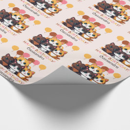 Schattigee Kitten Balloon Naam Kinderen Verjaardag Cadeaupapier