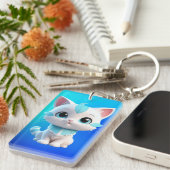 Schattigee Kitten Cartoon 3D Design-38063 Sleutelhanger (Voorkant Rechts)