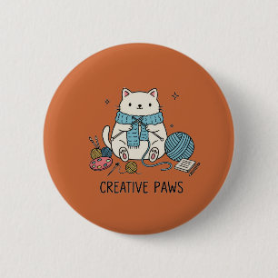 Schattigee Kitten Cartoon Line Garen Hobbies Art Ronde Button 5,7 Cm