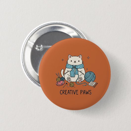 Schattigee Kitten Cartoon Line Garen Hobbies Art Ronde Button 5,7 Cm (Voorkant /achterkant)