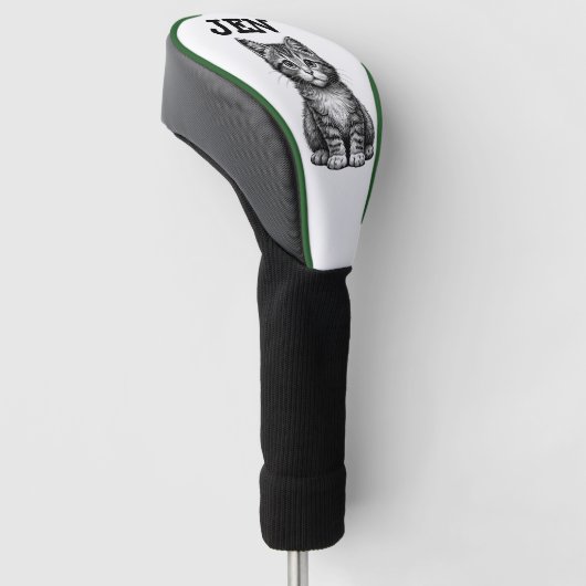 SCHATTIGEE KITTEN CAT ART CUSTOM Golf Head Hoesje Golfheadcover (Schuin)