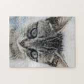 Schattigee Kitten Cat Art Puzzel Grijs Kat Legpuzzel (Horizontaal)