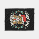 Schattigee Kitten Cat Christmas Santa Hat Meowy Ca Fleece Deken (Voorkant (Horizontaal))