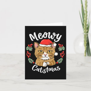 Schattigee Kitten Cat Christmas Santa Hat Meowy Ca Kaart