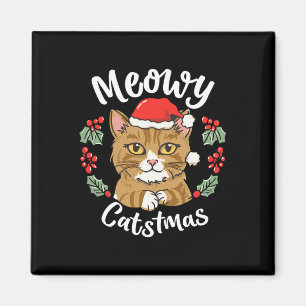 Schattigee Kitten Cat Christmas Santa Hat Meowy Ca Magneet