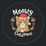 Schattigee Kitten Cat Christmas Santa Hat Meowy Ca Ronde Sticker<br><div class="desc">Schattigee Kitten Cat Christmas Santa Hat Meowy Catmas Vrouwen Meisje 2</div>