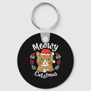 Schattigee Kitten Cat Christmas Santa Hat Meowy Ca Sleutelhanger